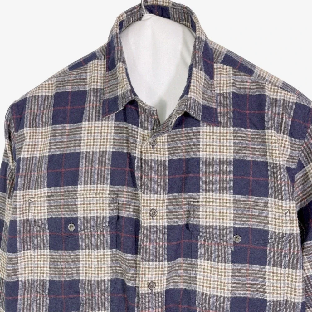 Banana Republic Emiliano plaid Flannel Shirt Men's‎ Sz XXL 2XL Blue SOFT